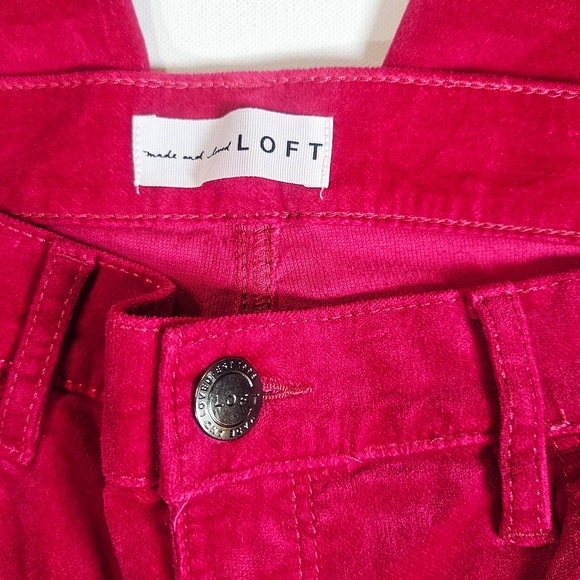 LOFT Velour Pants Womens 4 Hot Pink Skinny Stretch Five Pocket Zip Fly 27 Casual - Picture 3 of 7